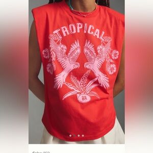Farm Rio Vibrant Red Parrot Tee